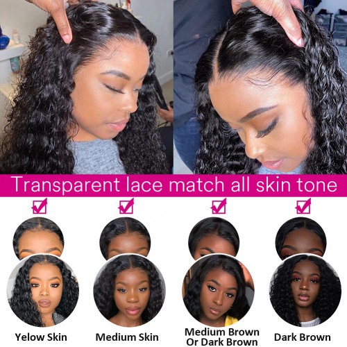 Virgin Human Hair Deep Wave 13x4 13x6 Transparent Lace Front Wigs | Human Hair Wig | Lace Front